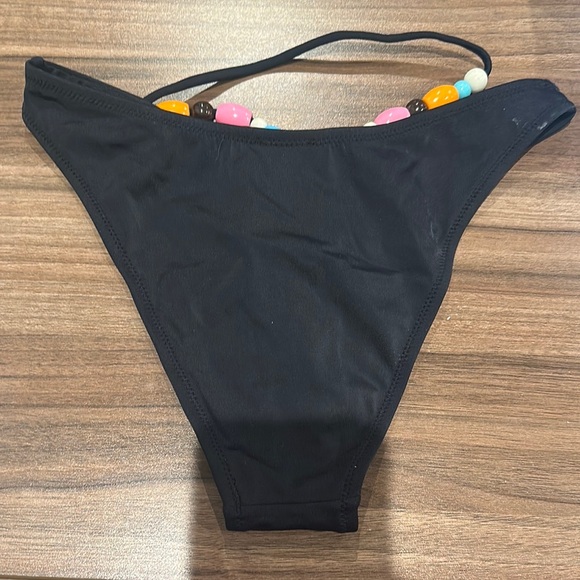 Black Bikini Bottom with Beaded Detail - Picture 2 of 3